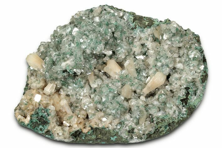 Peach Stilbite Crystals on Lustrous Heulandite - India #348316